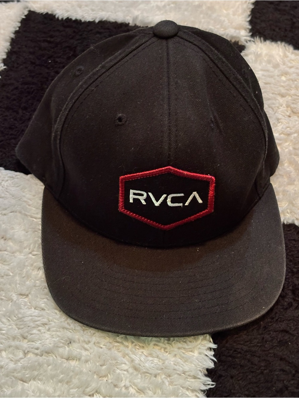 RVCA Black Cap with Red Hex Patch